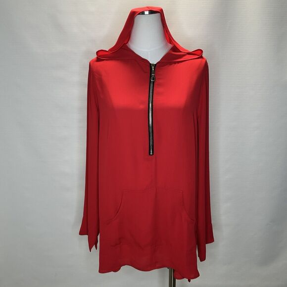 Soft Surroundings Tops - Soft Surroundings Hoodie Blouse Women's Large Zip Red Oversized Sporty Preppy